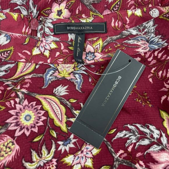 BCBGMaxAzria Floral Print Toile Handkerchief Midi Skirt Red Size XS - Picture 11 of 11